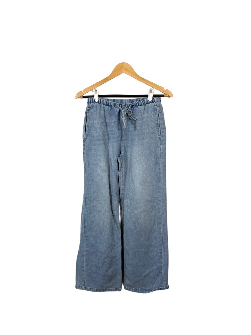 Vanilla Star XS Light Wash Drawstring Wide Leg Jeans Elastic Waist